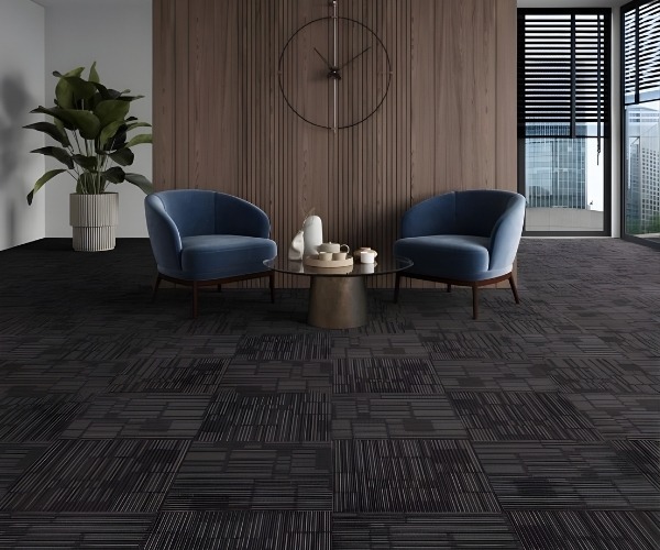 Carpet Tiles installed in living room of a Melbourne home by Eastern Flooring Solutions.